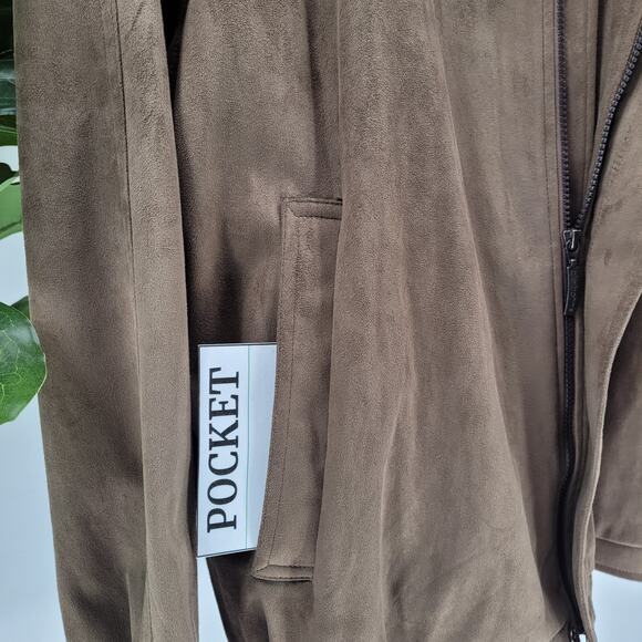 Vintage Claiborne Mens Camel Suede Finish Outwear Full Zip Bomber Jacket Size XL - Picture 5 of 11